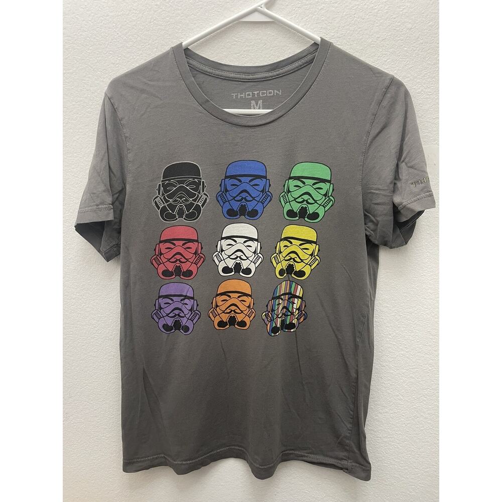 RARE Thotcon Gray Graphic T-Shirt Medium M Guy Fawkes Stormtroopers